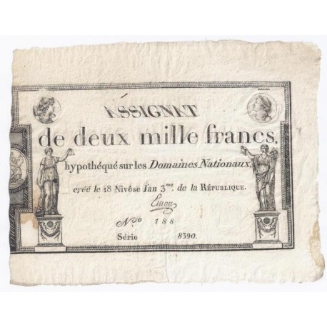 ASSIGNAT DE 2 000 FRANCS - 07/01/1795 - DOMAINES NATIONAUX