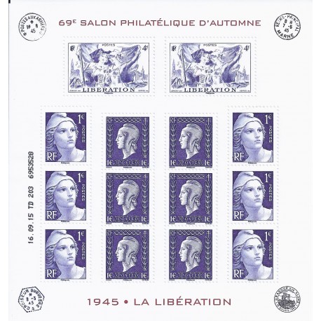 BLOC FEUILLET 14 TIMBRES (20 euros) - 69EME SALON PHILATELIQUE D'AUTOMNE - 2015 - NEUF