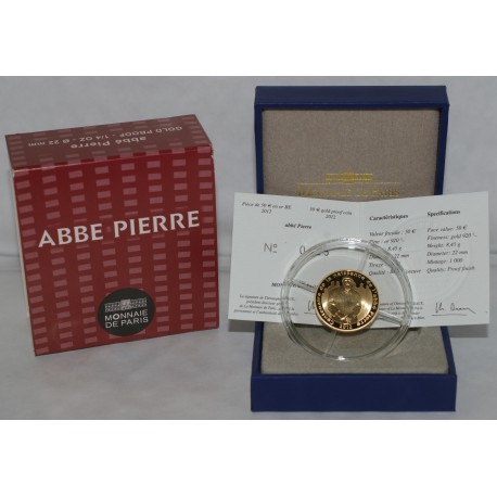 ABBE PIERRE - 50 EURO 2012 - GOLD - PROOF