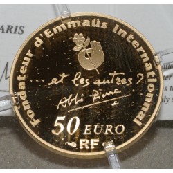 GRANDES CAUSES - 50 EURO 2012 - OR - ABBE PIERRE - BELLE EPREUVE