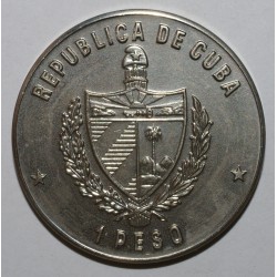 CUBA - KM 284 - 1 PESO 1989 - JEUX OLYMPIQUES 1992 - FLEUR DE COIN
