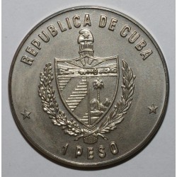 CUBA - KM 184 - 1 PESO 1988 - CHAMPIONNAT DU MONDE DE FOOT 1986 - FLEUR DE COIN