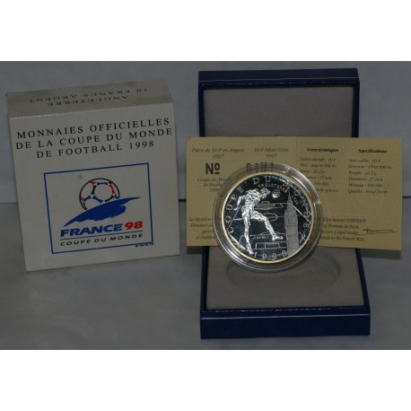 WORLD CUP 1998 - ENGLAND - 10 FRANCS 1997 - SILVER - PROOF