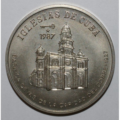 CUBA - KM 150 - 1 PESO 1987 - EGLISES DE CUBA - FLEUR DE COIN