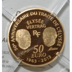 EUROPA - 50 EURO 2013 - OR - TRAITE DE L ELYSEE - BELLE EPREUVE