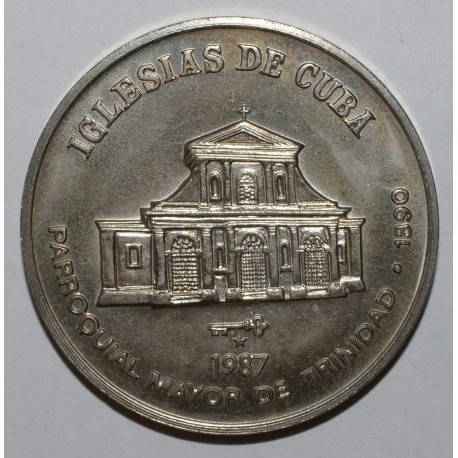 CUBA - KM 152 - 1 PESO 1987 - EGLISES DE CUBA - FLEUR DE COIN