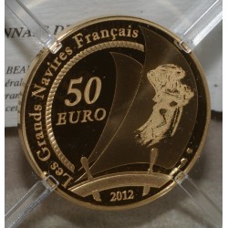 LES GRANDS NAVIRES FRANCAIS - L'HERMIONE - 50 EURO 2012 - OR - BELLE EPREUVE