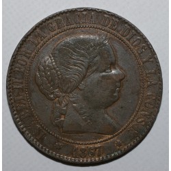 ESPAGNE - KM 636.5 - 5 CENTIMOS 1867 - TTB
