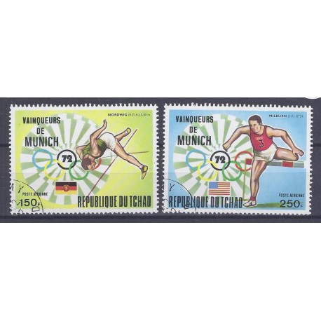 CHAD - 2 STAMPS - 150 ET 250 FRANCS - 1972 - O.G. OF MUNICH