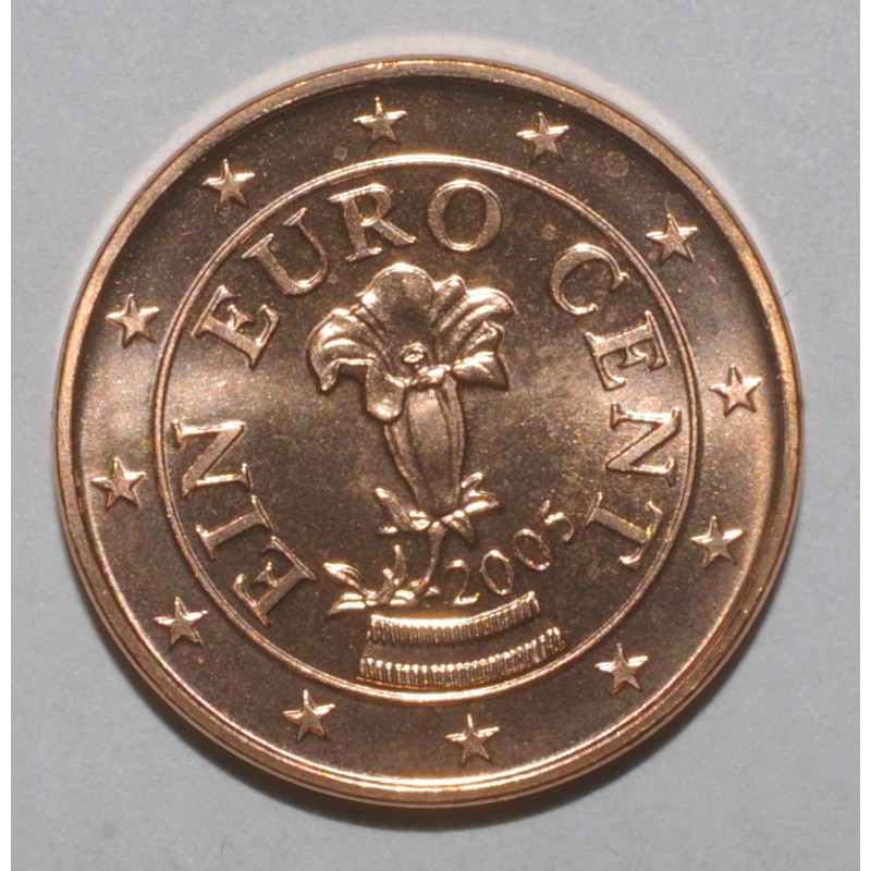 Autriche 1 Cent Euro 2005 Gentiane Superbe A Fleur De Coin