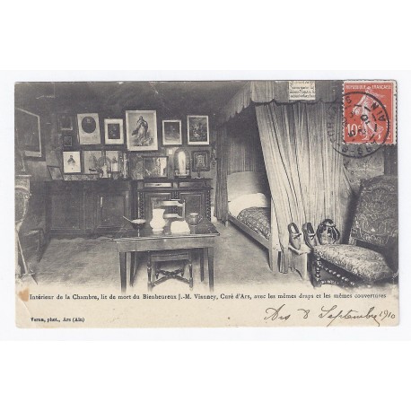 01480 - ARS - INTÉRIEUR DE LA CHAMBRE, LIT DE MORT DU BIENHEUREUX J.-M. VIANNEY, CURÉ