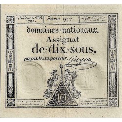 ASSIGNATEN VON 10 SOUS - SERIE  947 - 23/05/1793 - NATIONALE DOMÄNEN