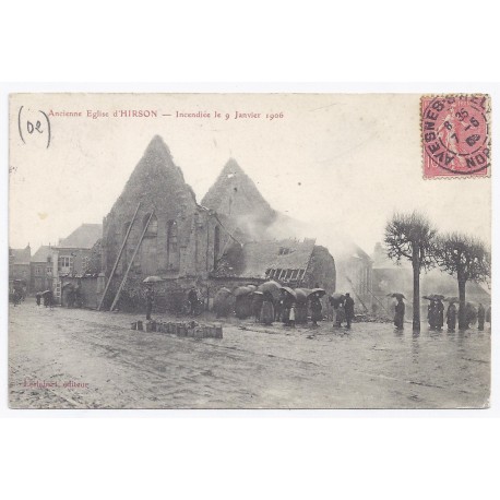 02500 - HIRSON - Ancienne église - Incendiée le 9 janvier 1906