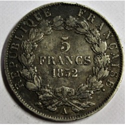 FRANCE - KM 773 - 5 FRANCS 1852 A - Paris - TYPE LOUIS NAPOLEON BONAPARTE - LARGE HEAD