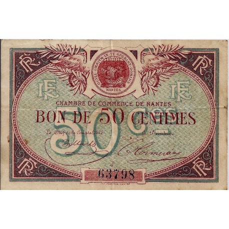 44 - NANTES - CHAMBER OF COMMERCE - 50 CENTIMES - 1918
