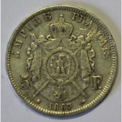 GADOURY 739 - 5 FRANCS 1867 - A Paris - TYPE NAPOLEON III - KM 799