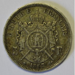 GADOURY 739 - 5 FRANCS 1867 BB - Strabourg - TYPE NAPOLEON III - KM 799