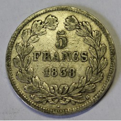 FRANCE - KM 749 - 5 FRANCS 1838 B Rouen TYPE LOUIS PHILIPPE 1er