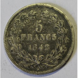 GADOURY 678 - 5 FRANCS 1842 W Lille TYPE LOUIS PHILIPPE 1er - KM 749