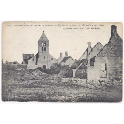County 02160 - VENDRESSE ET TROYON - CHURCH AND RUINS - WAR 1914-18