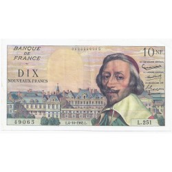 FRANKREICH - PICK 142 - 10 NOUVEAUX FRANCS RICHELIEU - 04/10/1962