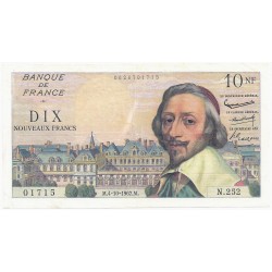 FRANCE - PICK 142 - 10 NOUVEAUX FRANCS RICHELIEU - 04/10/1962