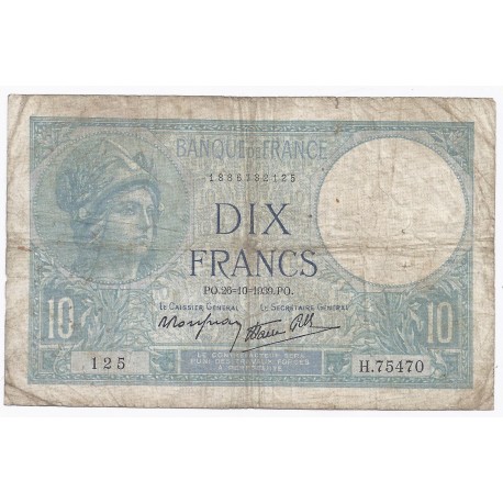 FRANCE - PICK 84 - 10 FRANCS MINERVE - 26/10/1939