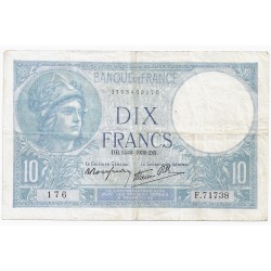 FRANCE - PICK 84 - 10 FRANCS MINERVE - 14/09/1939