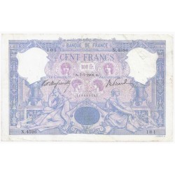 FRANCE - PICK 65 - 100 FRANCS BLUE ON LILAC UNDERPRINT - 07.07.1906