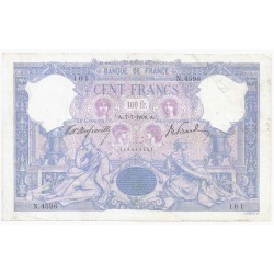 FRANKREICH - PICK 65 - 100 FRANCS BLAU UND ROSA UNTERDRUCK - 07.07.1906