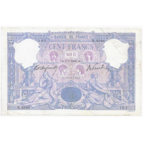 FAY 21/20 - 100 FRANCS BLEU ET ROSE - 07.07.1906 - PICK 65