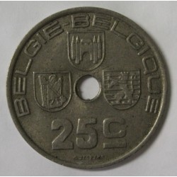 BELGIQUE - KM 115 - 25 CENTIMES 1938