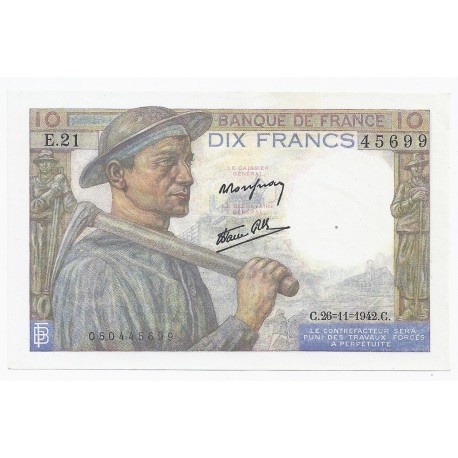 FAY 08/06 - 10 FRANCS MINEUR - 26/11/1942 - PICK 99