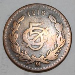 MEXICO - KM 422 - 5 CENTAVOS 1916 MO - MEXICO