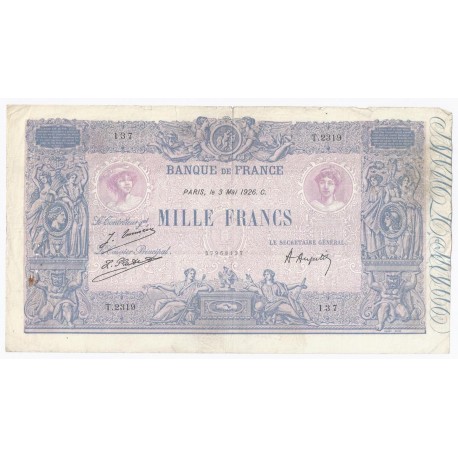 FAY 36/42 - 1000 FRANCS BLEU ET ROSE - 03/05/1926 - TRES BEAU - PICK 67