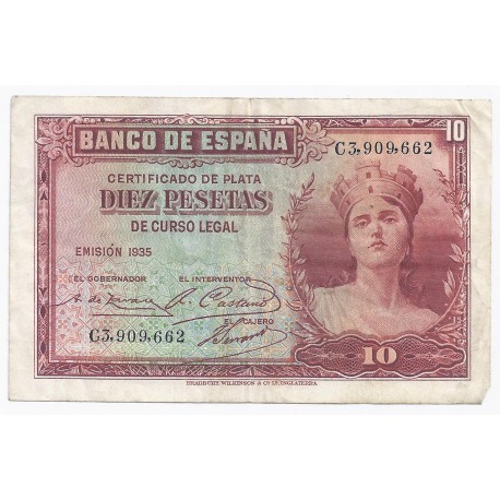 ESPAGNE - PICK 86 - 10 PESETAS - 1935