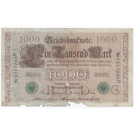 GERMANY - PICK 45 b - 1000  MARK - 21/4/1910