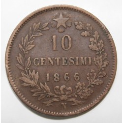 ITALY - KM 11.4 - 10 CENTESIMI - 1866 N - Naples - VICTOR EMMANUEL II