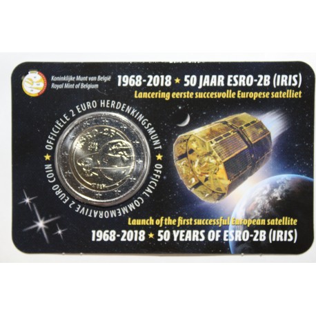 BELGIEN - 2 EURO 2018 - 50. Jahrestag des Satelliten ESBRO-2B - Coincard
