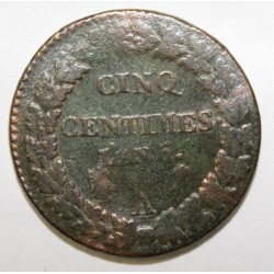 GADOURY 126 - CINQ CENTIMES 1796 AN 5 A Paris TYPE DUPRE - KM 640