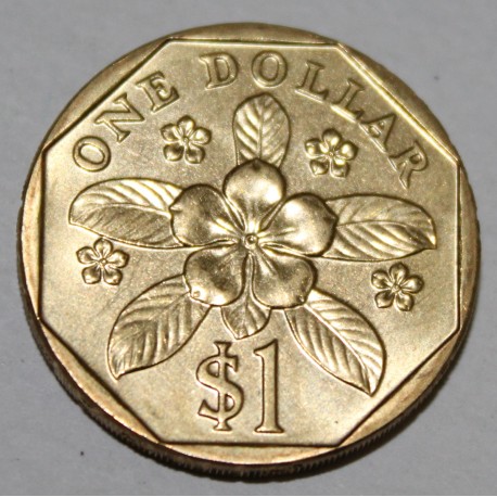 SINGAPORE - KM 103 - 1 DOLLAR 1996 - Madagascar periwinkle