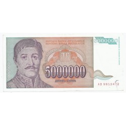 YUGOSLAVIA - PICK 132 - 5 000 000 DINARA - 1993 - SIGN 18
