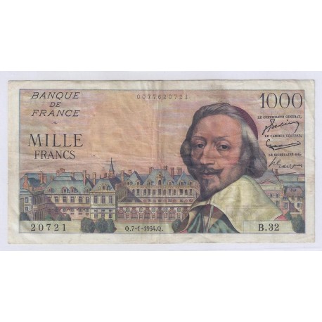 FAY 42/04 - 1000 FRANCS RICHELIEU - 07/01/1954 - TRES TRES BEAU - PICK 134