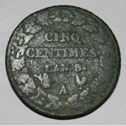 FRANCE - KM 640 - CINQ CENTIMES 1799 AN 8/7 A Paris TYPE DUPRE