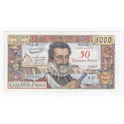 FAY 54/2 - 50 NOUVEAUX FRANCS SUR 5000 FRANCS HENRI IV - 05/03/1959 - SURCHARGÉE