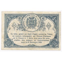 23 - CREUSE - CHAMBRE DE COMMERCE - 1 FRANC - 15/06/1917