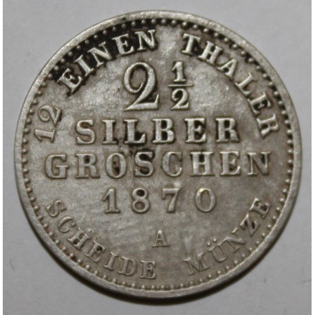 ALLEMAGNE - KM 486 - 2 1/2 SILBER GROSCHEN 1870 A - Berlin - Wilhelm I