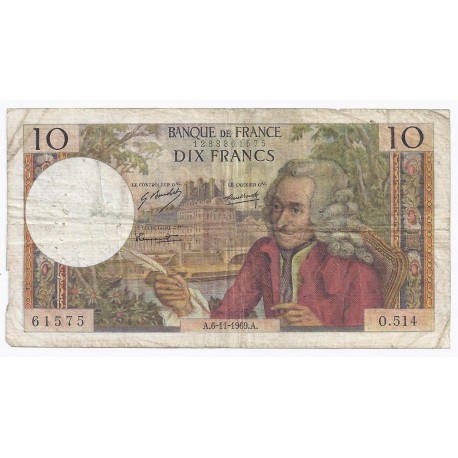 FAY 62/40 - 10 FRANCS VOLTAIRE - 06/11/1969 - PICK 147