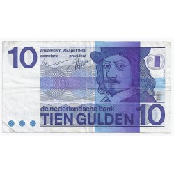 PAYS BAS - PICK 91 b - 10 GULDEN - 25/04/1968