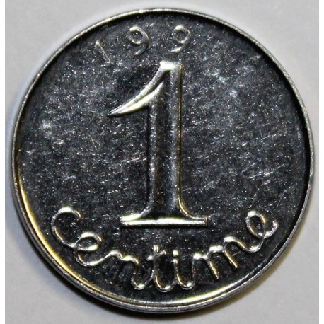 GADOURY 91 - 1 CENTIME 1991 TYPE EPI - FM - COIN PARTIELLEMENT BOUCHE SUR LE 1 DE 91 - KM 928